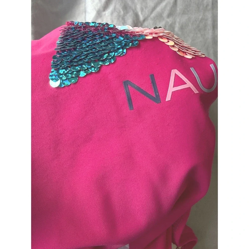 Nautica Girls Pink One Piece Swimsuit Hibiscus Sequin Graphic DO NOT‎ BUY